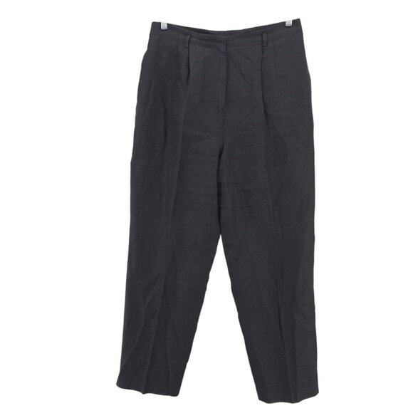 TALBOTS Black 100% Irish Linen Pants Pleated Lined High Waisted EUC Size 14 - Picture 1 of 9